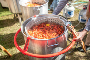 lowering seafood boil temperature using the Boil Boss ring and paddle gauge